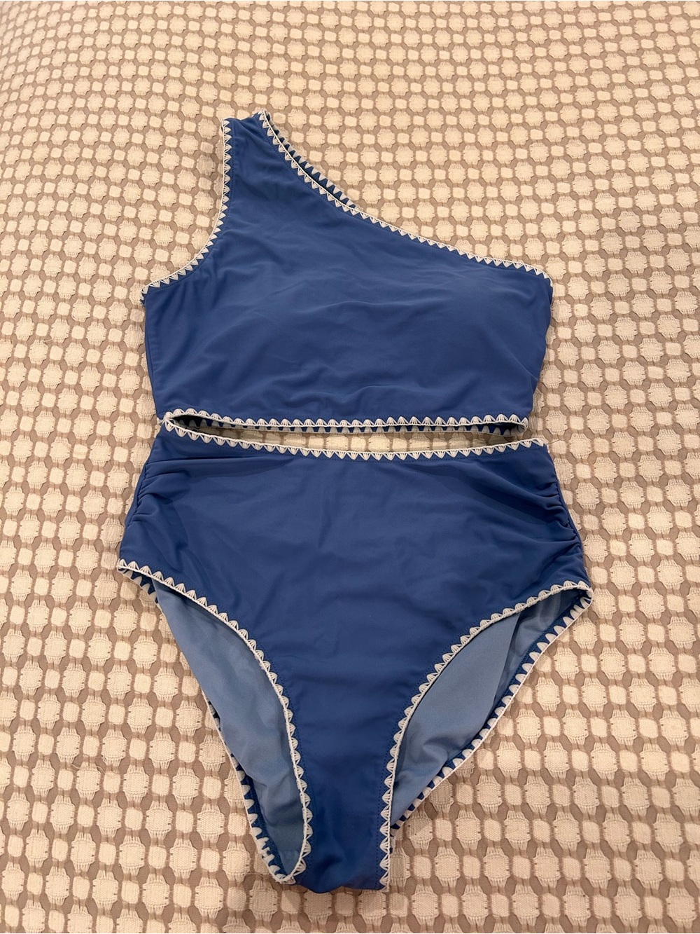 One-Shoulder Blue High Waisted Two-Piece Swimsuit